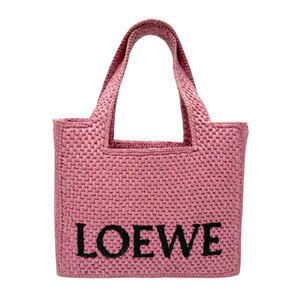 LOEWE Raffia Pink Tote Bag Font Shoulder z2910
